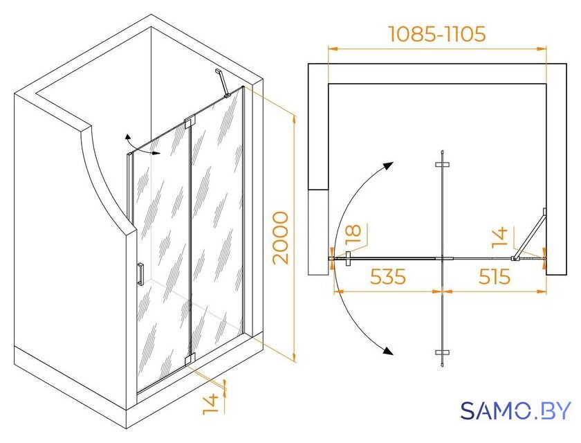 Душевая дверь RGW HO-014Gr 350601411-110 - Изображение №4 — Интернет-магазин samo.by