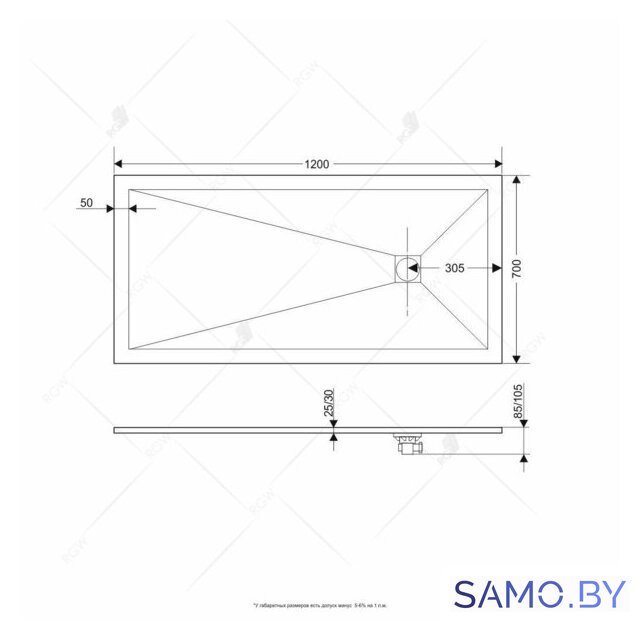 Душевой поддон RGW ST-0127G 16152712-02 70x120 - Изображение №4 — Интернет-магазин samo.by
