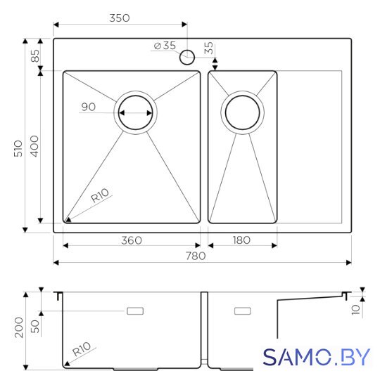 Кухонная мойка Omoikiri Akisame 78-2 IN-L - Изображение №2 — Интернет-магазин samo.by