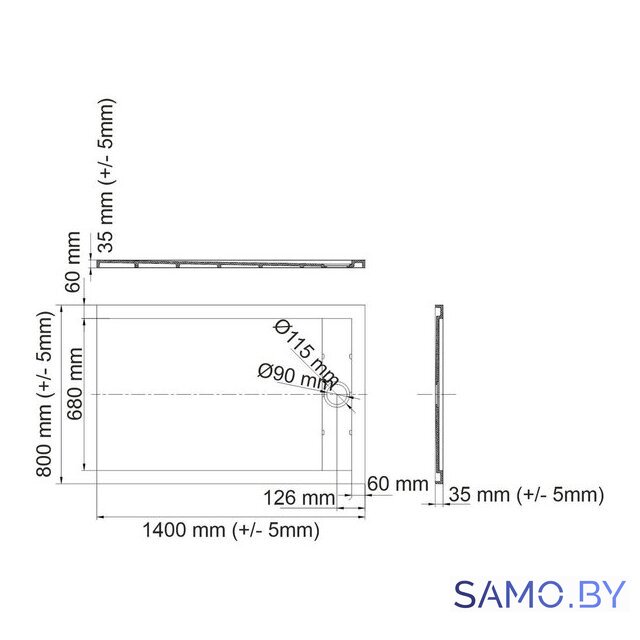 Душевой поддон Wasserkraft Mindel 85T35 - Изображение №2 — Интернет-магазин samo.by