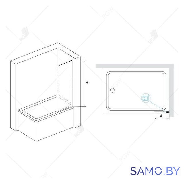 Стеклянная шторка для ванны RGW SC-056-8-B 35110562830-14 - Изображение №4 — Интернет-магазин samo.by