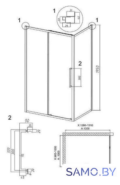 Душевой уголок Grossman Cosmo 130x100x195 120.K33.02.1310.21.00 (черный матовый/стекло прозрачное) - Изображение №8 — Интернет-магазин samo.by
