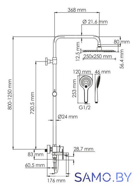 Душевая система  Wasserkraft A185.254.155.WM - Изображение №3 — Интернет-магазин samo.by