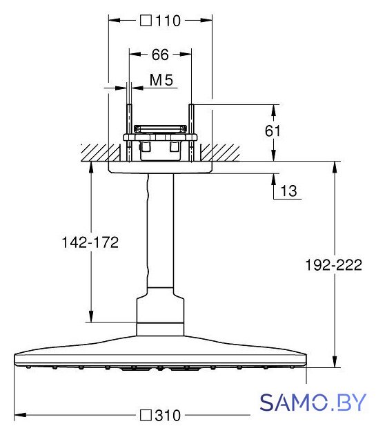 Верхний душ Grohe Rainshower 310 SmartActive Cube 26481000 - Изображение №2 — Интернет-магазин samo.by