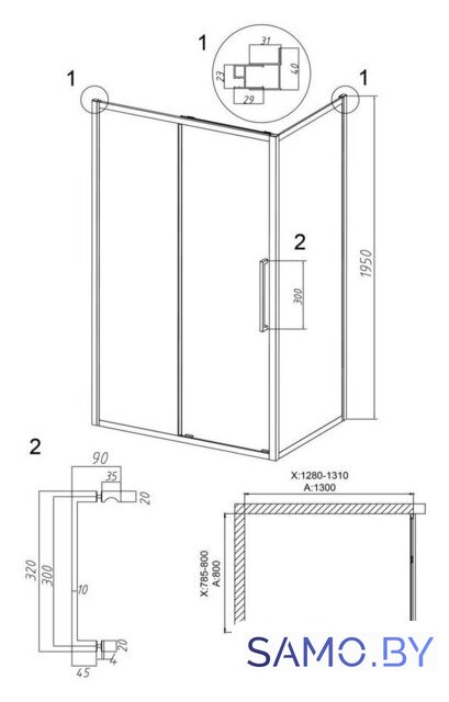 Душевой уголок Grossman Cosmo 130x80x195 120.K33.02.1380.21.10 (черный матовый/тонированное стекло) - Изображение №10 — Интернет-магазин samo.by