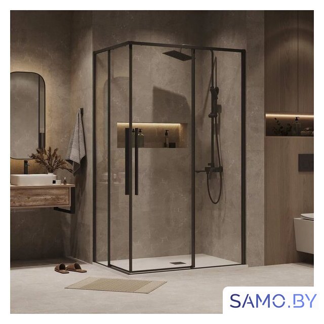 Душевой уголок Grossman Galaxy 90x90x195 300.K33.01.9090.21.00 (черный матовый/прозрачное стекло) - Изображение №7 — Интернет-магазин samo.by