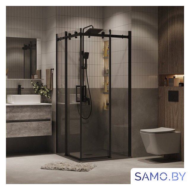 Душевой уголок Grossman Classic 90x90x195 300.K33.04.9090.21.00 (черный матовый/прозрачное стекло) - Изображение №7 — Интернет-магазин samo.by