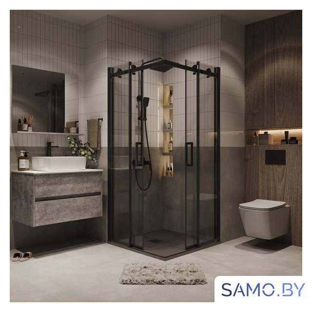 Душевой уголок Grossman Classic 90x90x195 300.K33.04.9090.21.00 (черный матовый/прозрачное стекло) - Изображение №8 — Интернет-магазин samo.by