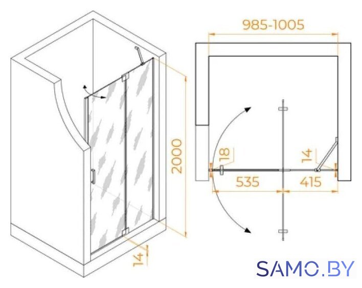 Душевая дверь RGW HO-014Gr 350601410-110 - Изображение №2 — Интернет-магазин samo.by