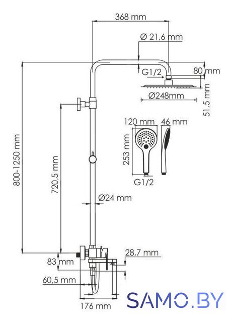 Душевая система  Wasserkraft A185.257.155.WM - Изображение №3 — Интернет-магазин samo.by