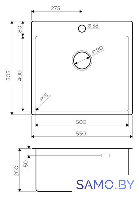 Кухонная мойка Omoikiri Amadare 55-IN 4993718 (нержавеющая сталь) - Изображение №2 — Интернет-магазин samo.by