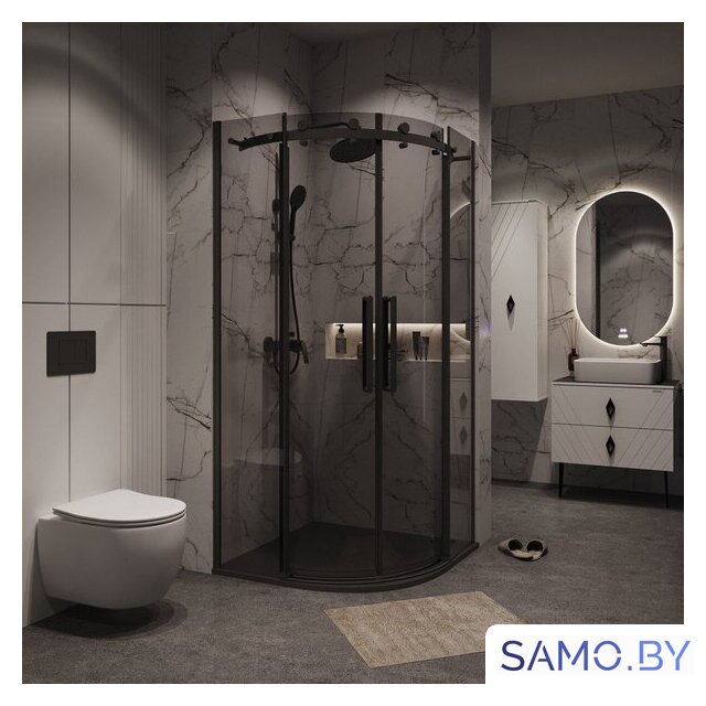 Душевой уголок Grossman Classic 90x90x195 301.K33.04.9090.21.10 (черный матовый/тонированное стекло) - Изображение №8 — Интернет-магазин samo.by