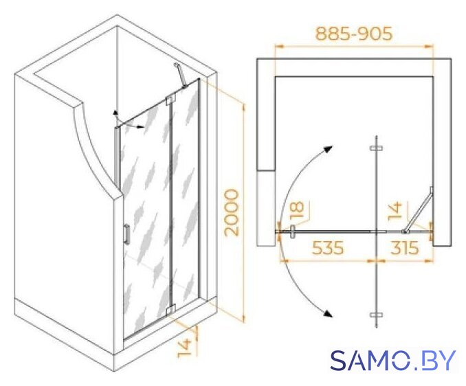 Душевая дверь RGW HO-014Gr 350601409-210 - Изображение №2 — Интернет-магазин samo.by