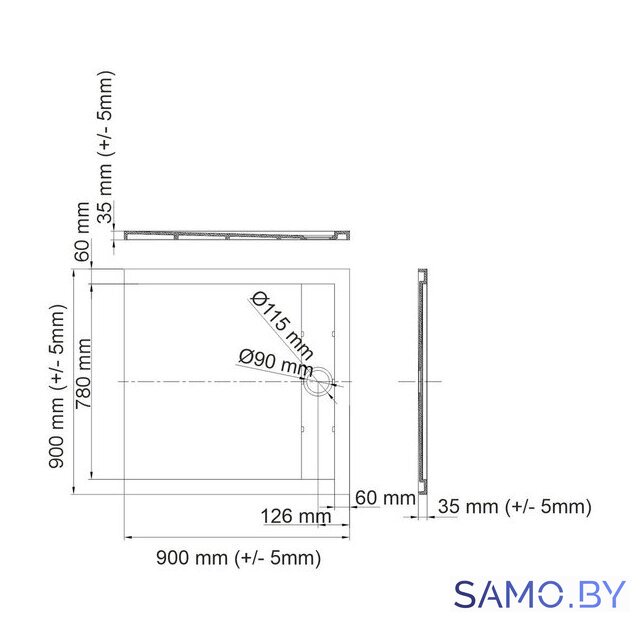 Душевой поддон Wasserkraft Mindel 85T03 - Изображение №2 — Интернет-магазин samo.by