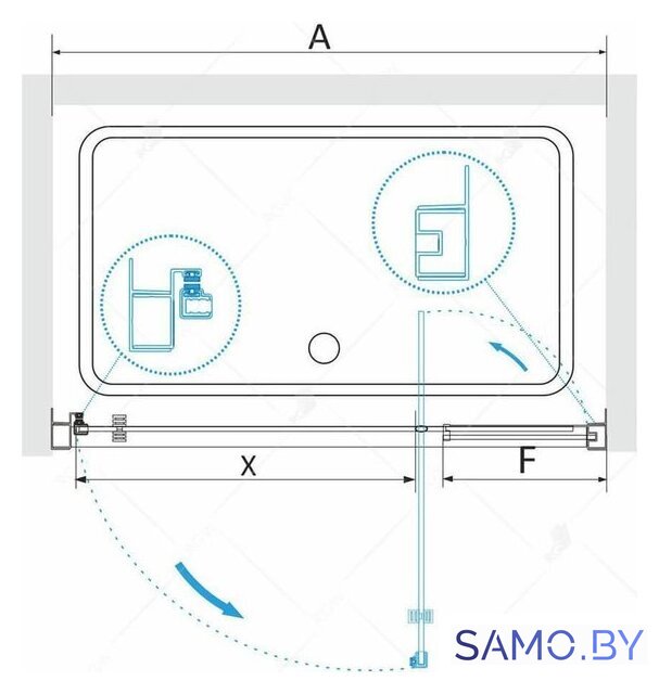 Душевая дверь RGW PA-02-B 41080208-14 (черный/прозрачное стекло) - Изображение №2 — Интернет-магазин samo.by