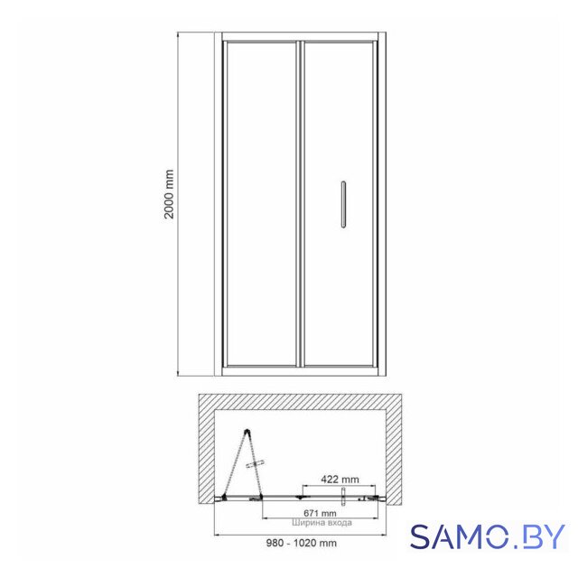 Душевая дверь Wasserkraft Weser 78F12 - Изображение №2 — Интернет-магазин samo.by