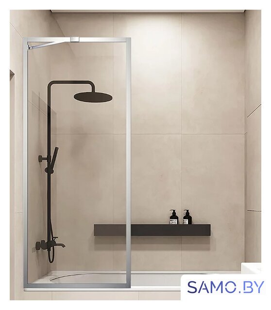 Стеклянная шторка для ванны Veconi 90x150 PL85-90-01-C7 (стекло прозрачное/хром) - Изображение №1 — Интернет-магазин samo.by