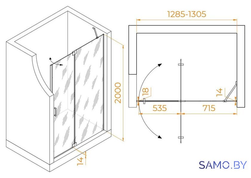 Душевая дверь RGW HO-014Gr 350601413-210 - Изображение №4 — Интернет-магазин samo.by