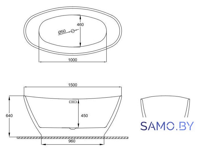 Ванна Polimat Mango 150x75 00525 (темно-синий) - Изображение №4 — Интернет-магазин samo.by