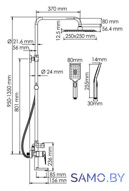 Душевая система  Wasserkraft A155.198.201.BG - Изображение №3 — Интернет-магазин samo.by