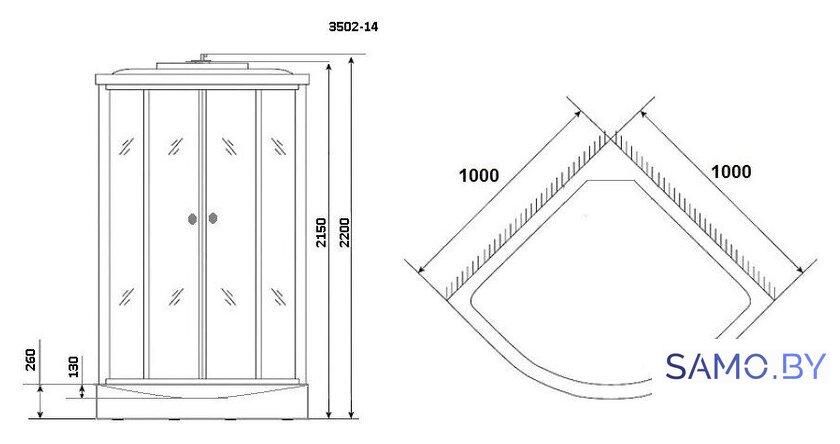 Душевая кабина Niagara NG-3502-14G 100x100 (тонированное стекло) - Изображение №3 — Интернет-магазин samo.by