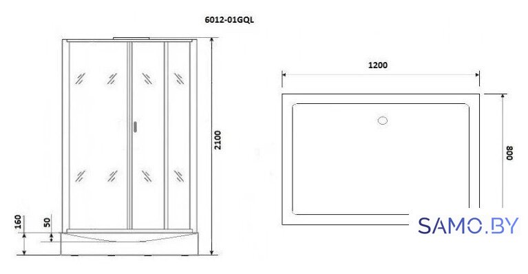 Душевая кабина Niagara NG-6012-01GQR 120x80x210 (прозрачное стекло) - Изображение №3 — Интернет-магазин samo.by