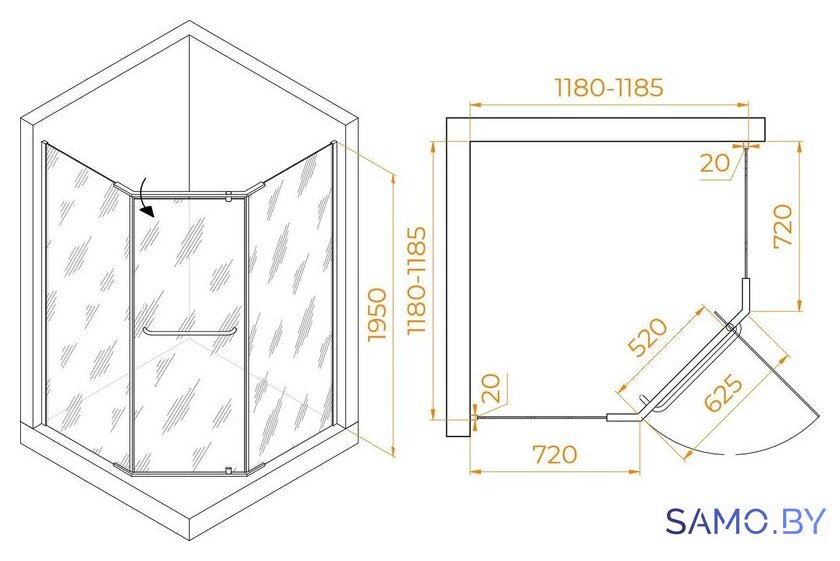 Душевой уголок RGW PA-081 35088122-14 - Изображение №2 — Интернет-магазин samo.by
