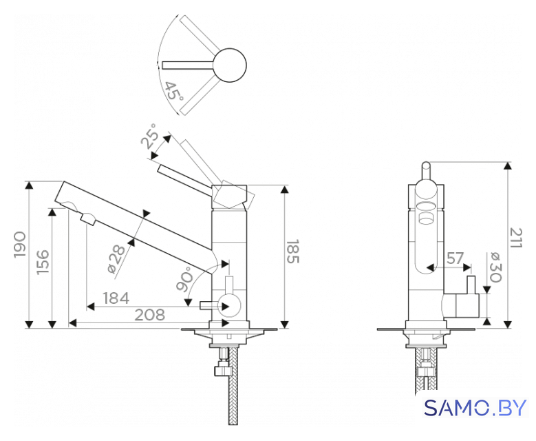 Смеситель Omoikiri Tonami-PA 4994220 - Изображение №2 — Интернет-магазин samo.by
