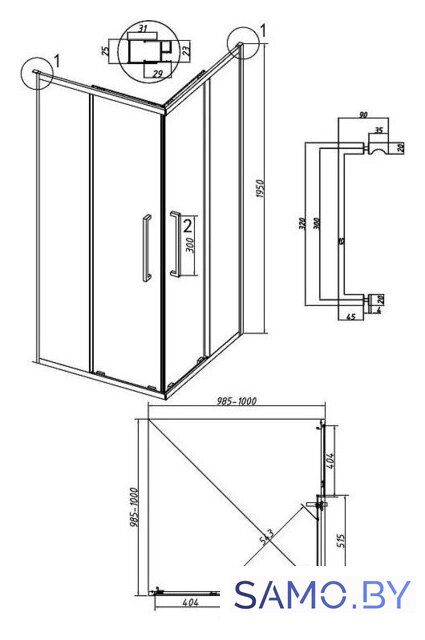 Душевой уголок Grossman Cosmo 100x100x195 300.K33.02.1010.32.00 (золото сатин/прозрачное стекло) - Изображение №11 — Интернет-магазин samo.by