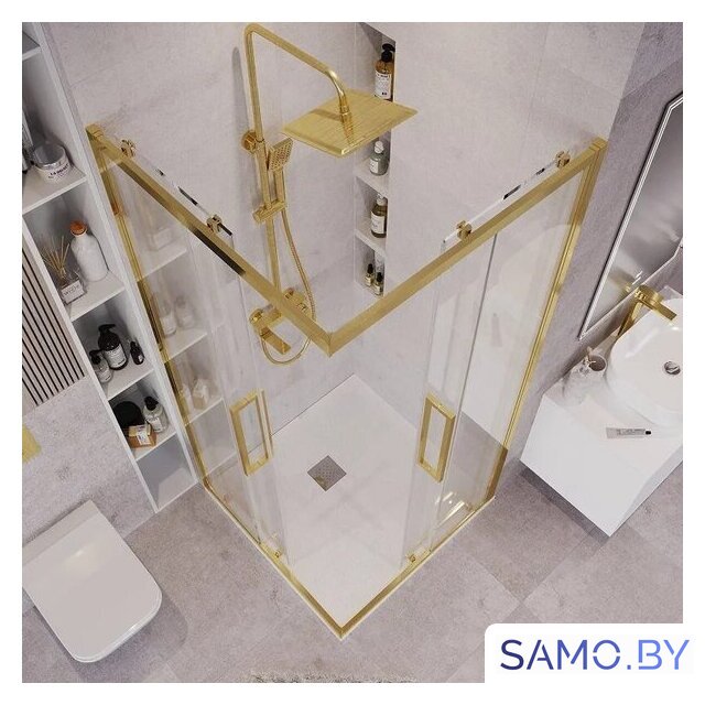 Душевой уголок Grossman Cosmo 100x100x195 300.K33.02.1010.32.00 (золото сатин/прозрачное стекло) - Изображение №9 — Интернет-магазин samo.by