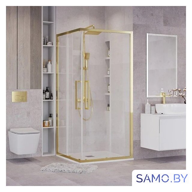 Душевой уголок Grossman Cosmo 100x100x195 300.K33.02.1010.32.00 (золото сатин/прозрачное стекло) - Изображение №7 — Интернет-магазин samo.by