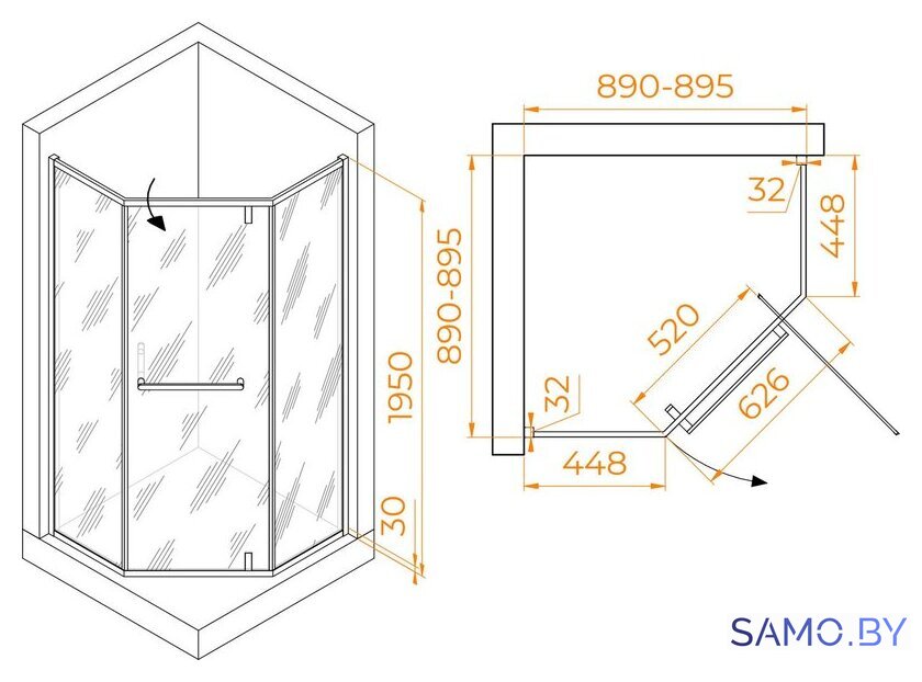 Душевой уголок RGW HO-084G 350608499-016 - Изображение №3 — Интернет-магазин samo.by