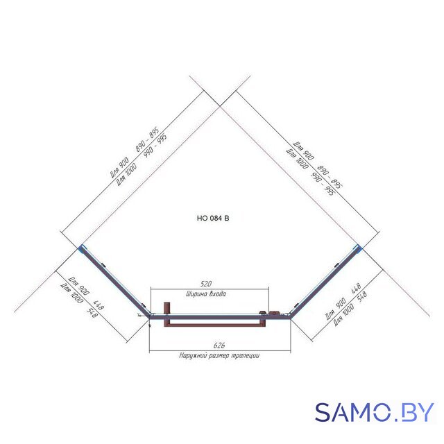 Душевой уголок RGW HO-084B 350608400-24 100x100 (черный/матовое-сатинат стекло) - Изображение №4 — Интернет-магазин samo.by