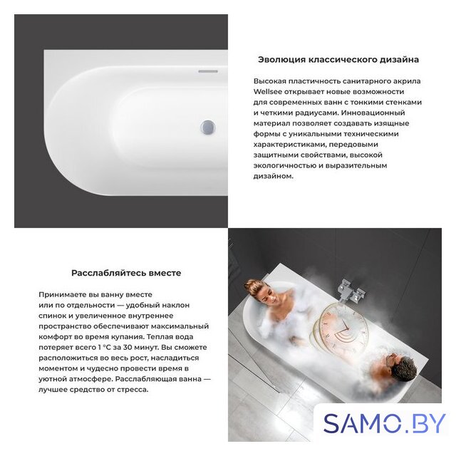 Ванна Wellsee Collaro 170x80 28910102R (пристенная ванна белый глянец, экран, ножки, сифон-автомат глянцевый белый) - Изображение №5 — Интернет-магазин samo.by