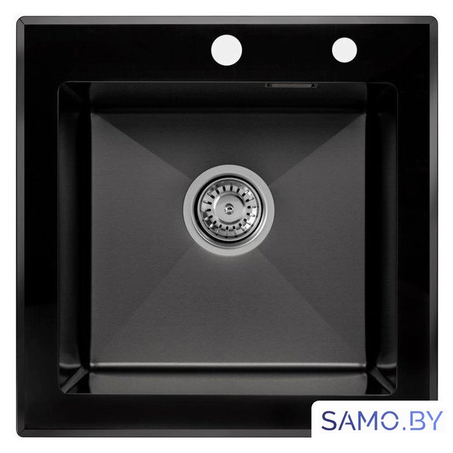 Кухонная мойка ARFEKA ECO AR 500*500 GS BLACK GLASS + BLACK PVD NANO - Изображение №1 — Интернет-магазин samo.by