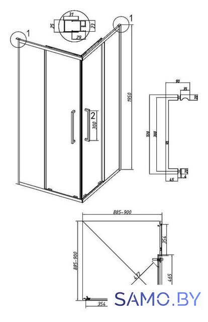 Душевой уголок Grossman Cosmo 90x90x195 300.K33.02.9090.21.00 (черный матовый/прозрачное стекло) - Изображение №11 — Интернет-магазин samo.by