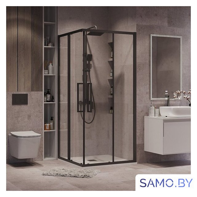 Душевой уголок Grossman Cosmo 90x90x195 300.K33.02.9090.21.00 (черный матовый/прозрачное стекло) - Изображение №8 — Интернет-магазин samo.by