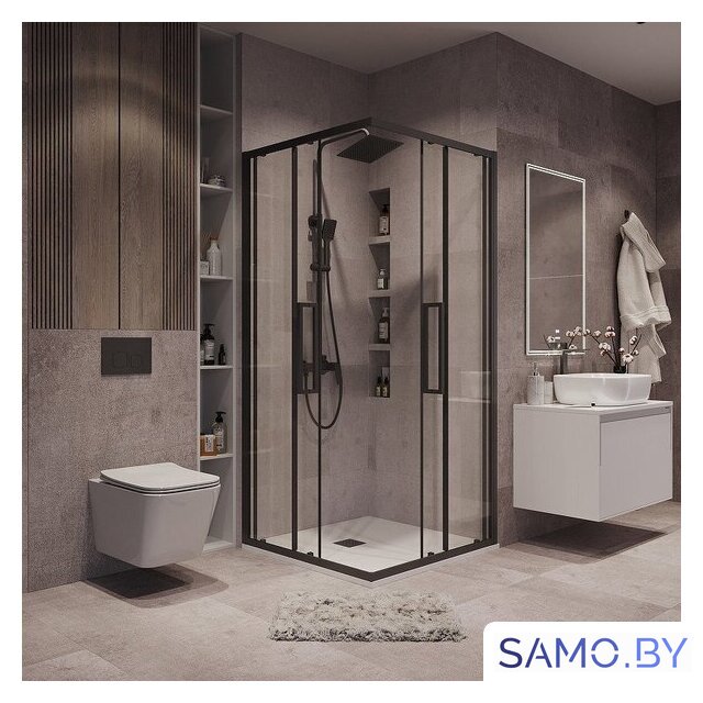 Душевой уголок Grossman Cosmo 90x90x195 300.K33.02.9090.21.00 (черный матовый/прозрачное стекло) - Изображение №7 — Интернет-магазин samo.by