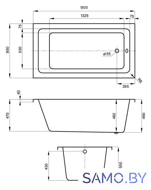 Ванна Wellsee FreeDom 180x85 231103000 (встраиваемая ванна белый глянец) - Изображение №8 — Интернет-магазин samo.by