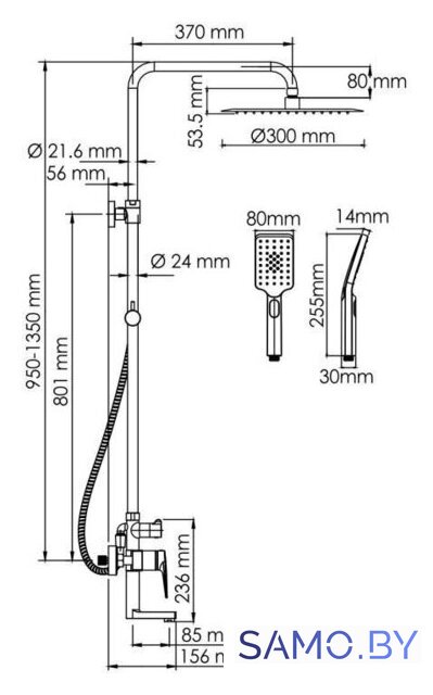 Душевая система  Wasserkraft A155.262.201.BG - Изображение №3 — Интернет-магазин samo.by