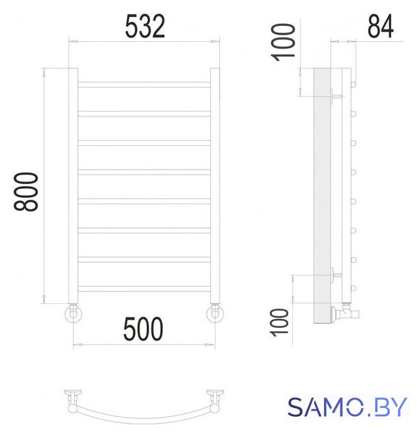 Полотенцесушитель TERMINUS Классик П8 500x800 (RAL 9003) - Изображение №3 — Интернет-магазин samo.by