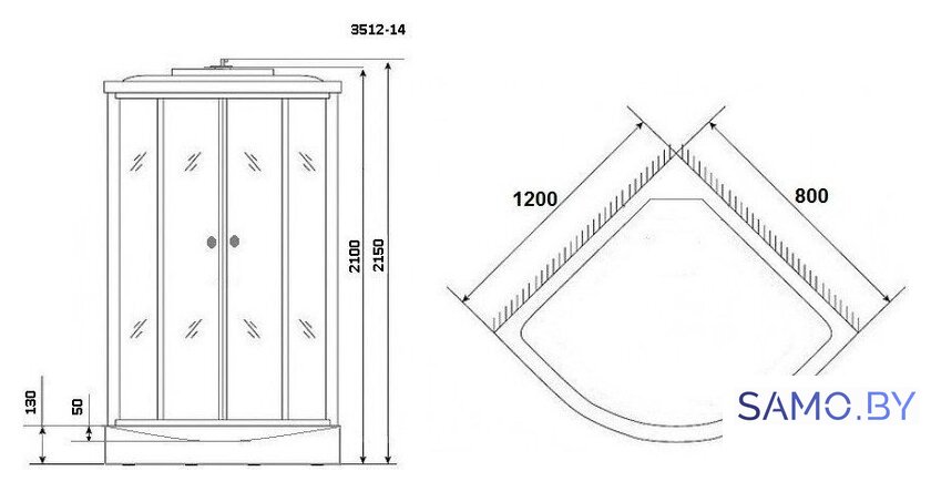 Душевая кабина Niagara NG-3512-14L 120x80x215 (тонированное стекло) - Изображение №4 — Интернет-магазин samo.by