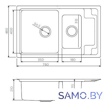 Кухонная мойка Omoikiri Mizu 78-2-IN - Изображение №2 — Интернет-магазин samo.by