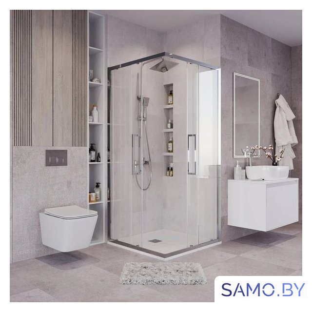 Душевой уголок Grossman Cosmo 90x90x195 300.K33.02.9090.32.00 (золото сатин/прозрачное стекло) - Изображение №3 — Интернет-магазин samo.by