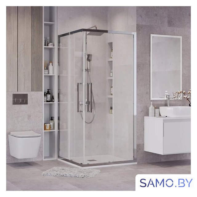 Душевой уголок Grossman Cosmo 90x90x195 300.K33.02.9090.32.00 (золото сатин/прозрачное стекло) - Изображение №4 — Интернет-магазин samo.by