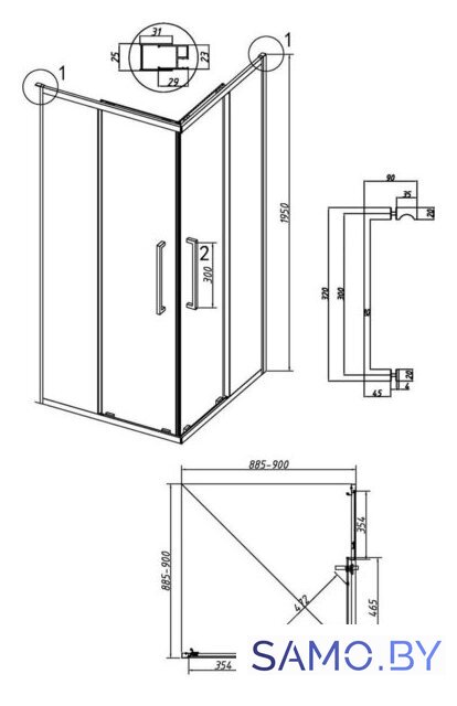 Душевой уголок Grossman Cosmo 90x90x195 300.K33.02.9090.32.00 (золото сатин/прозрачное стекло) - Изображение №11 — Интернет-магазин samo.by