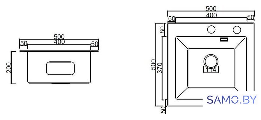 Кухонная мойка ARFEKA ECO AR 500*500 GS BLACK GLASS + SATIN - Изображение №2 — Интернет-магазин samo.by