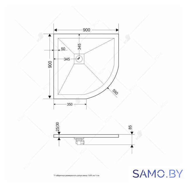 Душевой поддон RGW ST/R-0100G 16153100-02 100x100 - Изображение №2 — Интернет-магазин samo.by