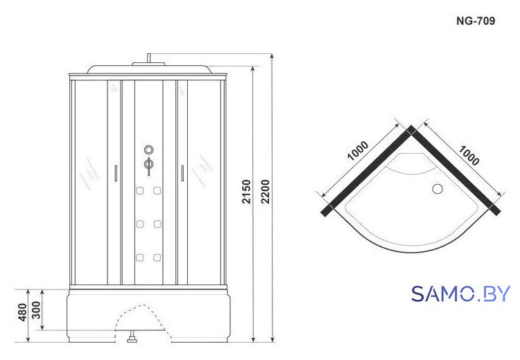 Душевая кабина Niagara NG-709-01 100x100x220 - Изображение №11 — Интернет-магазин samo.by