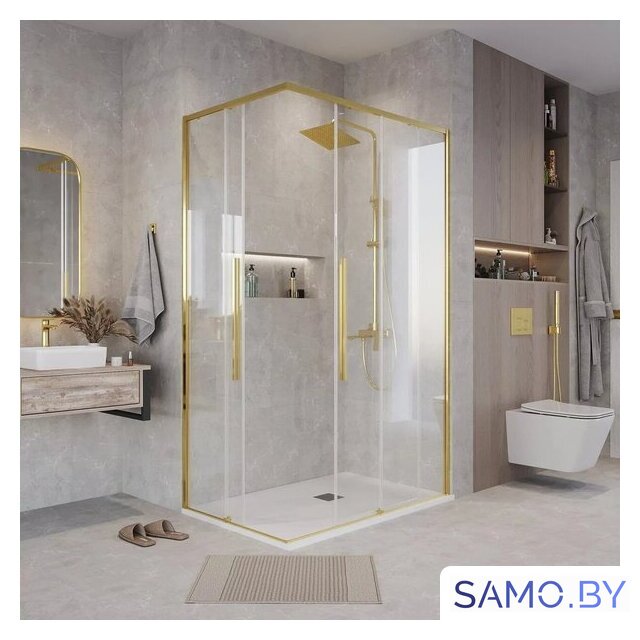 Душевой уголок Grossman Galaxy 90x70x195 300.K33.01.9070.32.00 (золото сатин/прозрачное стекло) - Изображение №8 — Интернет-магазин samo.by
